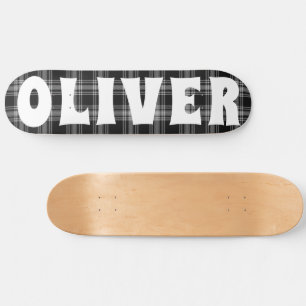 custom black and white tartan checkerboard skateboard