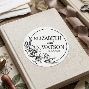 Custom Black and White Wedding Create Your Own DIY Classic Round Sticker