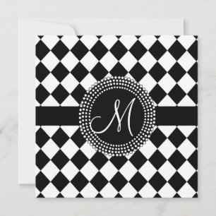 Custom Black and White Wedding Invitation Monogram