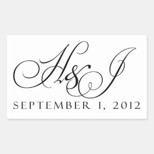 Custom black and white wedding stickers