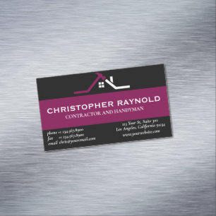 Custom Black and Wine Home Building Construction Magnetic Business Card