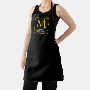 Custom Black Apron Personalised with Name and Init