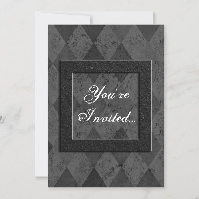 Custom Black Argyle Invitations (Front)