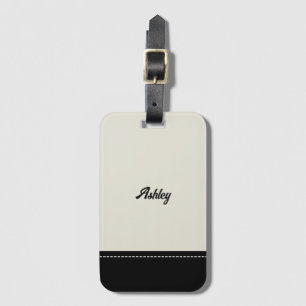Custom black beige personalised preppy stylish luggage tag