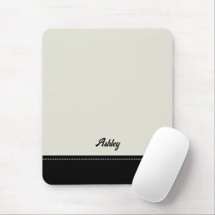 Custom black beige personalised preppy stylish mouse pad