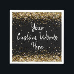 Custom Black Birthday Party Anniversary Graduation Napkin<br><div class="desc">sweet 16 quinceanera 40th 50th,  personalised 30th 21st 16th 15th,  25th fifteen sixteen twenty-fifth first,  custom black gold paper napkins,  twinkle glitter napkin for anniversary,  bridal shower serviette hen do,  wedding reception graduation uni girl,  serviettes for daughter birthday party,  rehearsal bach dinner grad celebration,  bachelorette cocktail son baby boy</div>