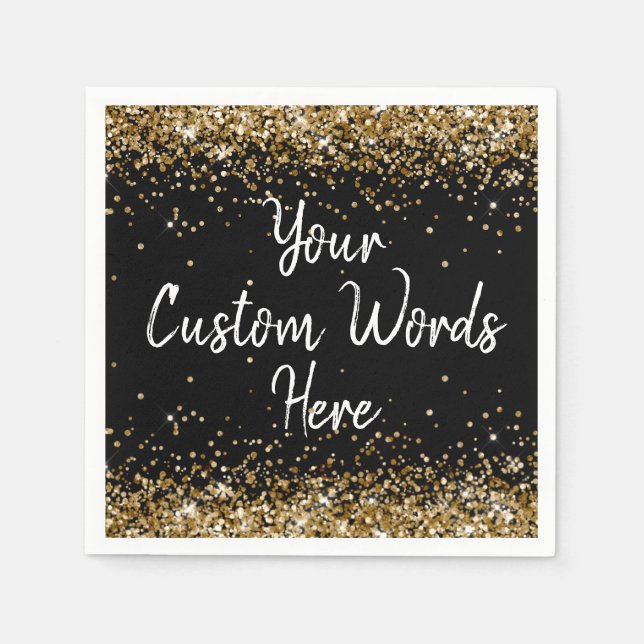 Custom Black Birthday Party Anniversary Graduation Napkin (Front)