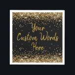 Custom Black Birthday Party Anniversary Graduation Napkin<br><div class="desc">sweet 16 quinceanera 40th 50th,  personalised 30th 21st 16th 15th,  25th 18th sixteen eighteenth first,  custom your text paper napkins,  twinkle glitter napkin for anniversary,  bridal shower serviette hen do,  wedding reception favour graduation uni,  sparkle serviette for birthday party,  daughter baby girl rehearsal dinner,  black and gold bachelorette night</div>