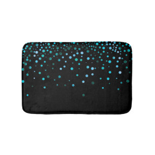Custom Black Blue Glitter Confetti Personalised Bath Mat