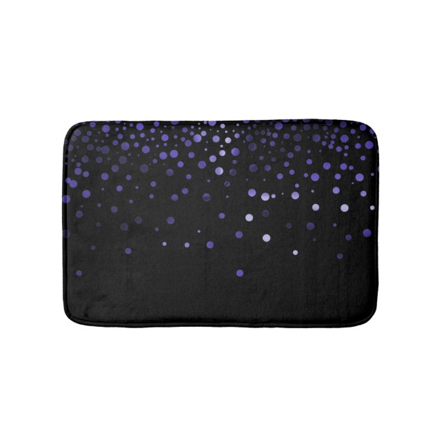 Custom Black Blue Glitter Confetti Personalised Bath Mat (Front)