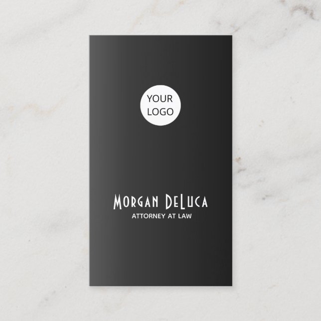 Custom Black Business Cards With Logo Classy Plain (Front)