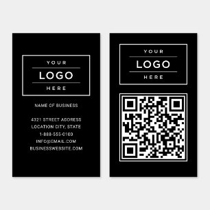Custom Black Business Logo and Website QR Code Card