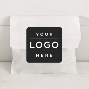 Custom Black Business Logo Promo Square Sticker