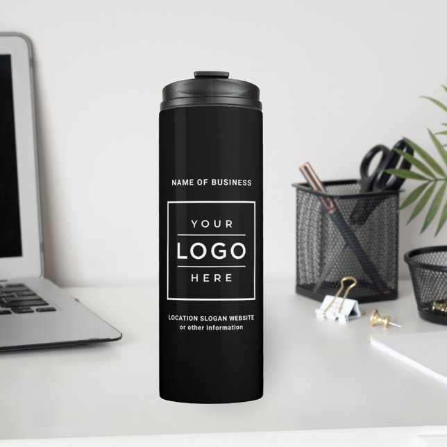 Custom Black Business Name and Logo Black Branded Thermal Tumbler (Creator Uploaded)