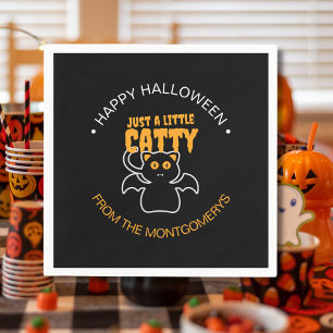 Custom Black Cat Bat Funny Quote Halloween Party Napkin