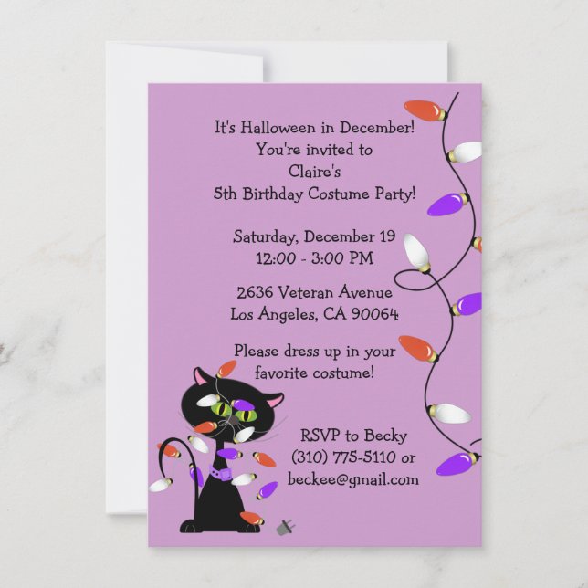 Custom Black Cat Birthday Party Invitation (Front)