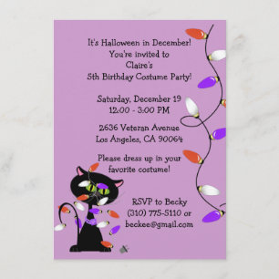 Custom Black Cat Birthday Party Invitation