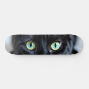 Custom Black Cat Eyes Kitty Pet Photo Skate Deck