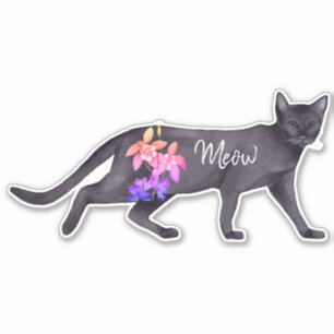 Custom Black Cat Pink Custom-Cut Vinyl Sticker