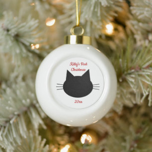 Custom Black Cat Silhouette Christmas Ornament