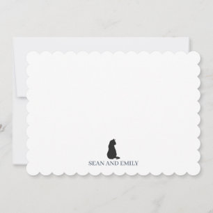 Custom Black Cat Stripe Logo Stationary Blue Thank You Card