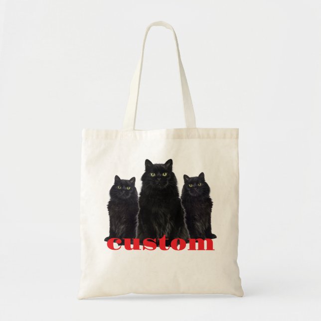 Custom Black Cats Graphic T-Shirt Tote Bag (Front)