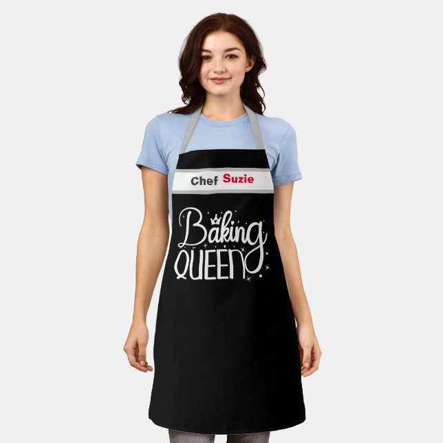 Custom Black Chef Apron Personalised Name Womens (Worn)