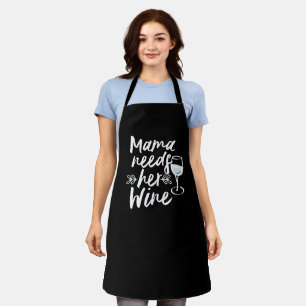 Custom Black Chef Mama Needs Wine Personalised Apron