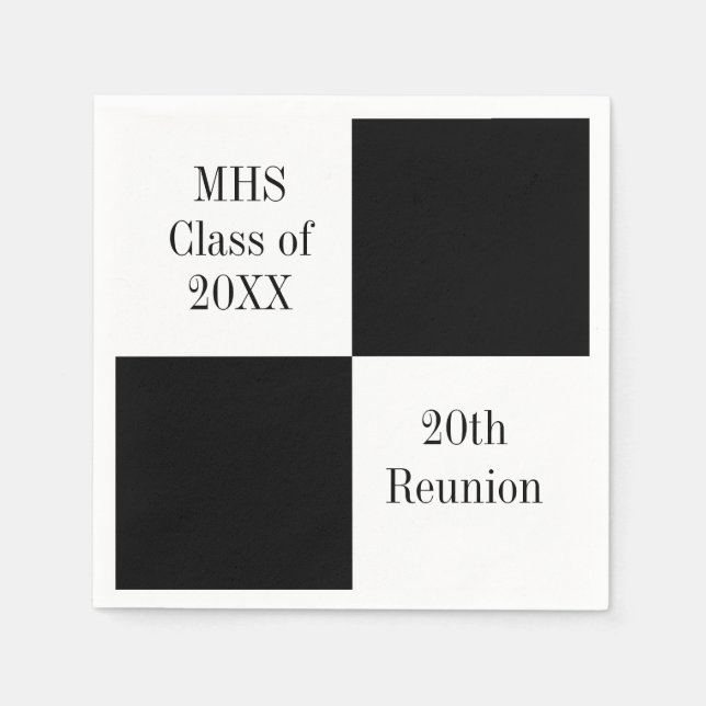 Custom Black Chequered Class Reunion Napkin (Front)
