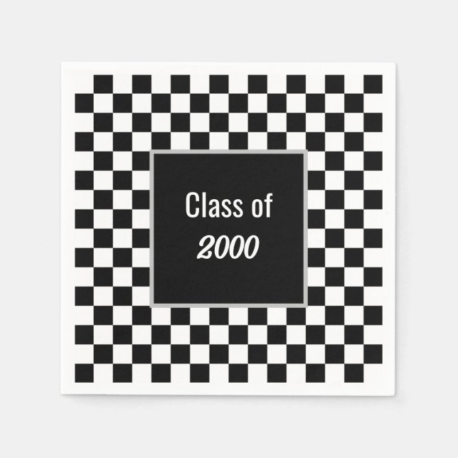 Custom Black Chequered Reunion  Napkin (Front)