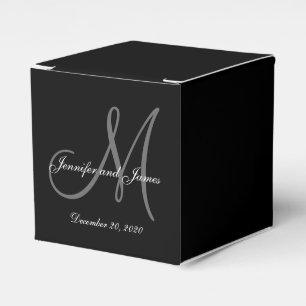 Custom Black Coloured Monogram Wedding Favour Box