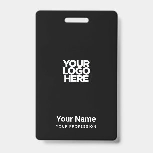 Custom Black Company Logo Name Title Bar Code ID Badge