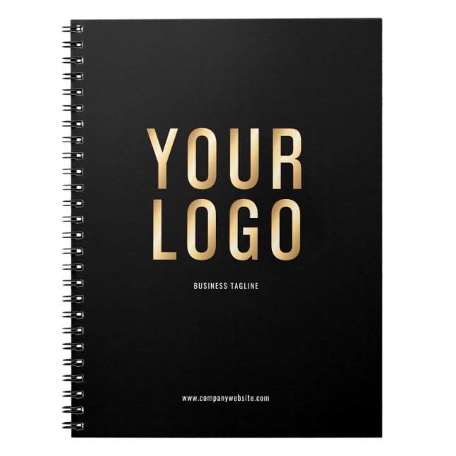 Custom Black Company Logo Promotional Notebook (Front)