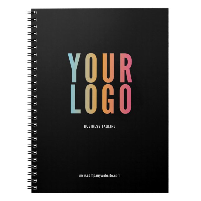 Custom Black Company Logo Promotional Notebook (Front)