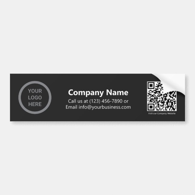 Custom Black Company Logo Promotional QR Code Bumper Sticker (Front)