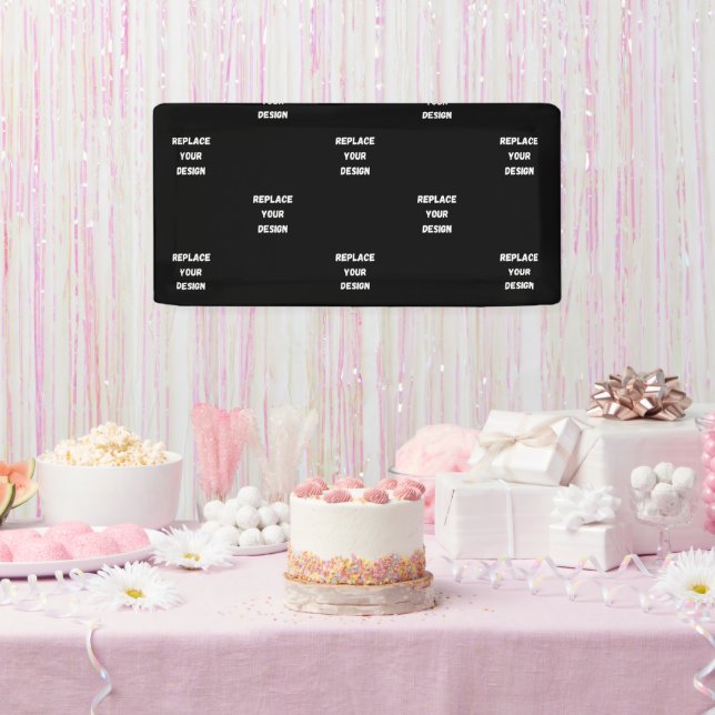 Custom Black Design Add Photo or Text Banner (Party)