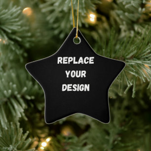 Custom Black Design Add Photo or Text Ceramic Ornament