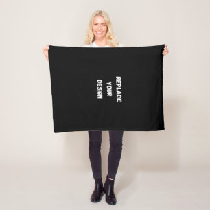 Custom Black Design Add Photo or Text Fleece Blanket