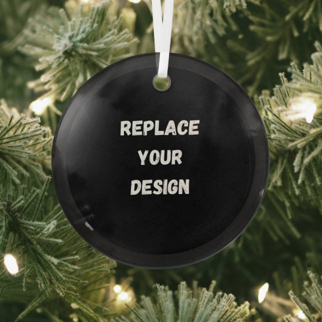  Custom Black Design Add Photo or Text Glass Tree Decoration (Insitu)