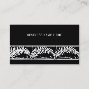 Custom Black Elegant Designer Floral Leaf Pattern Business Card