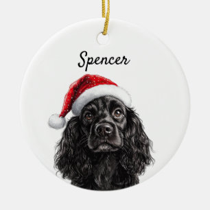 Custom Black English Cocker Spaniel Ceramic Ornament