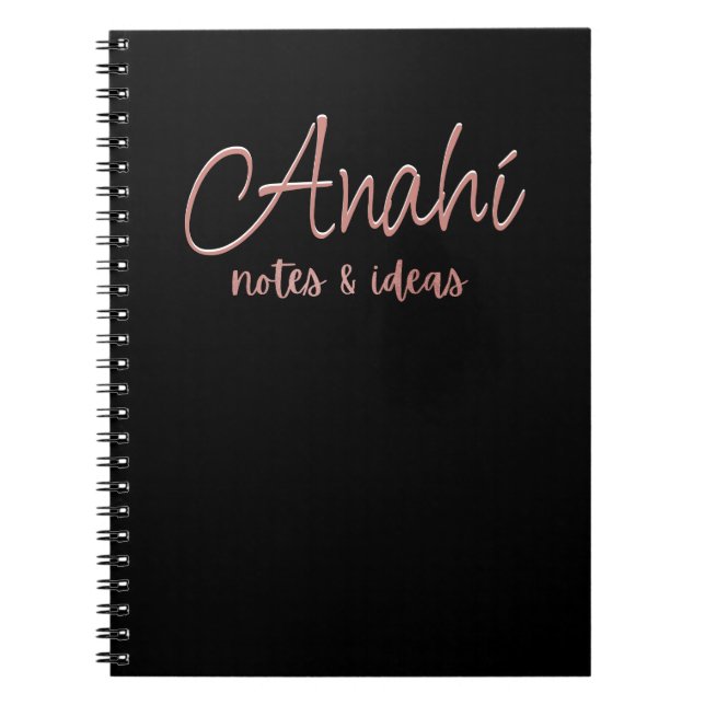 Custom Black | Faux Rose Gold Foil Notes & Ideas Notebook (Front)