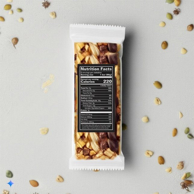 Custom Black FDA Compliant Nutritional Food Label (Creator Uploaded)