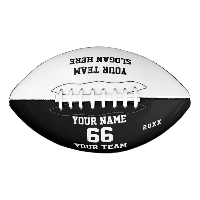 Custom black Football with Name, Number, Team (Front)