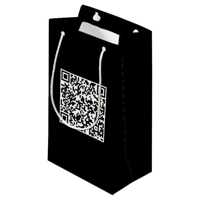 Custom Black Gift Bag with Branded QR Code (Front Angled)