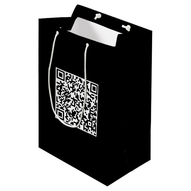 Custom Black Gift Bag with Branded QR Code (Front Angled)