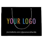 Custom Black Gift Bag with Company Logo 12.5x9 in