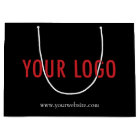 Custom Black Gift Bag with Company Logo 12.5x9 in