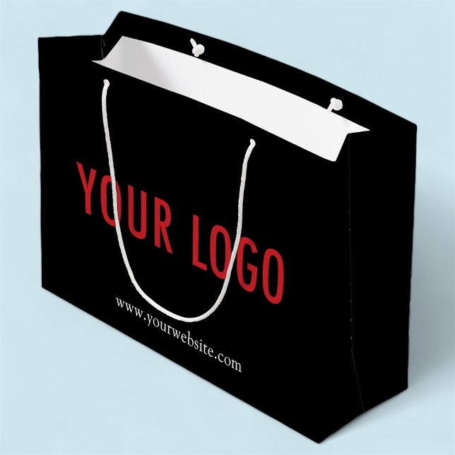 Custom Black Gift Bag with Company Logo 12.5x9 in (MISOOK 12.5 x 4 x 9 inch Black Gift Bag with Logo)
