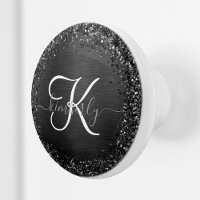 Custom Black Glitter Sparkle Monogram